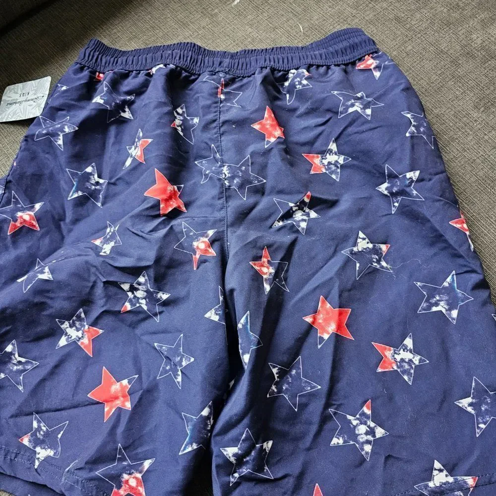 Tommy Bahama Kids Boy's Blue Stars Print With Liner Swim Trunks Size XL
